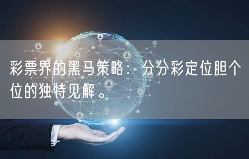 彩票界的黑马策略：分分彩定位胆个位的独特见解。